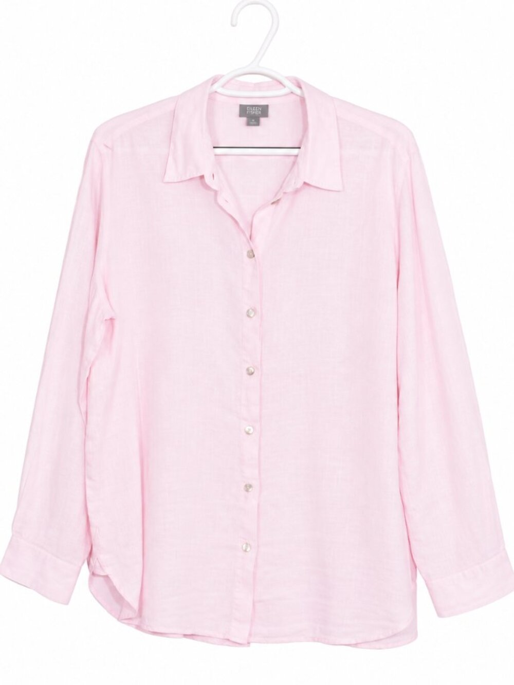 J. JILL Coastal Light Pink 100% Linen Button Down Long Sleeve Shirt Size M